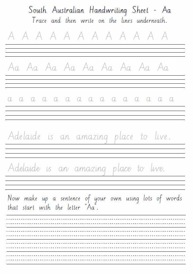 South Australian Handwriting Sheets Aa To Zz Primaryedutech